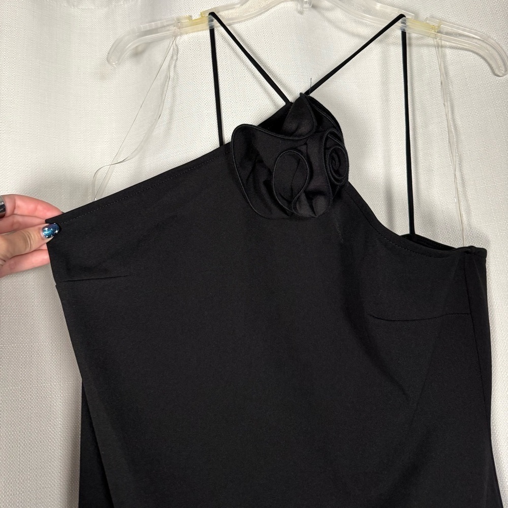 Fashion Nova Gabrie Bodycon Rosette Black Mini Dress XL - Picture 8 of 11